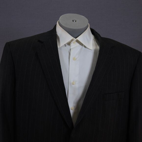 Jos A Bank Black Striped Wool 2 Piece Suit Men's 2 Btn 46L Pleated Fronts 39" W - Picture 13 of 13